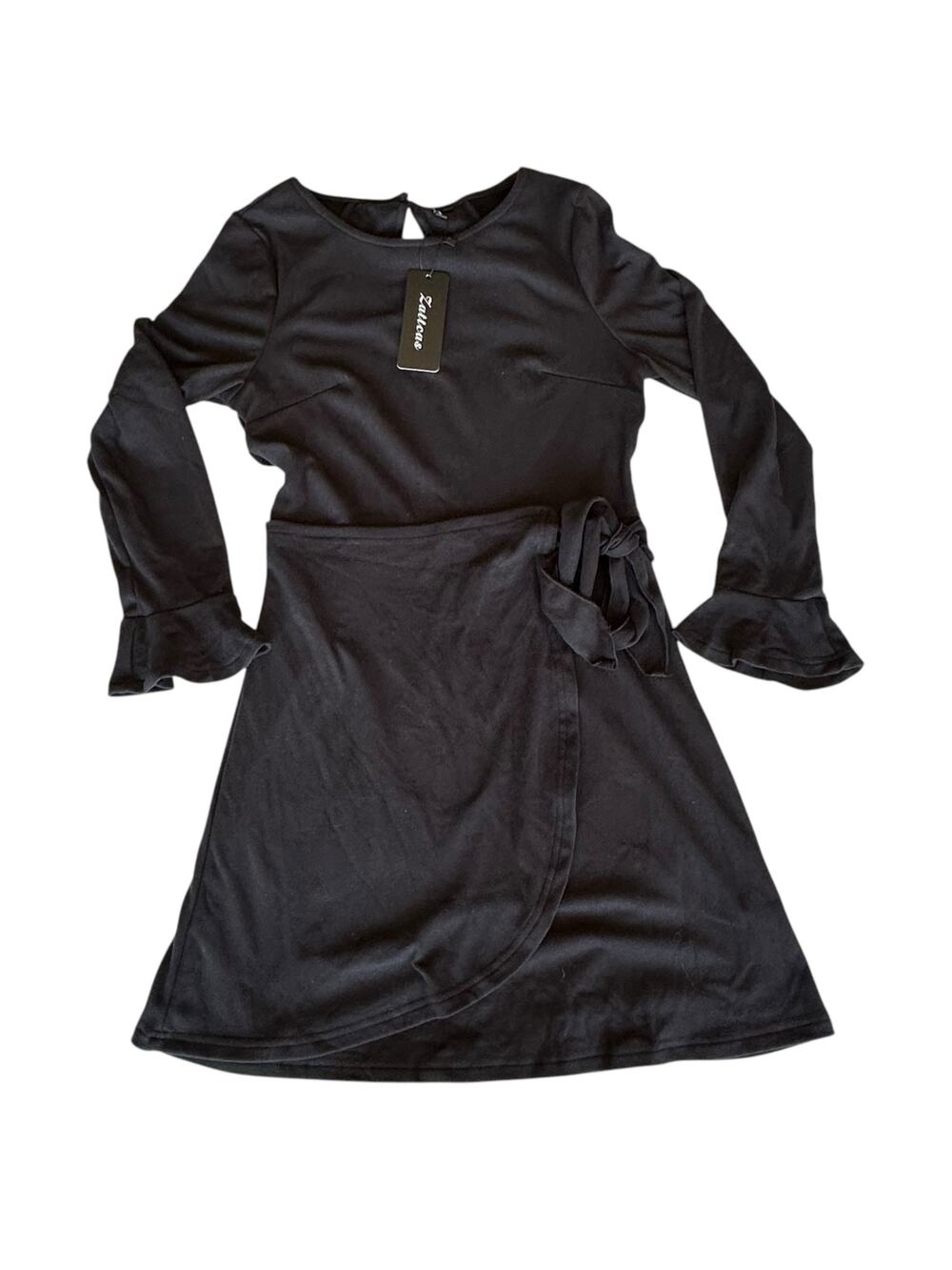 Womens Dress Size Medium Black Long Sleeve Fit Flare Soft Stretch Brand New NWT